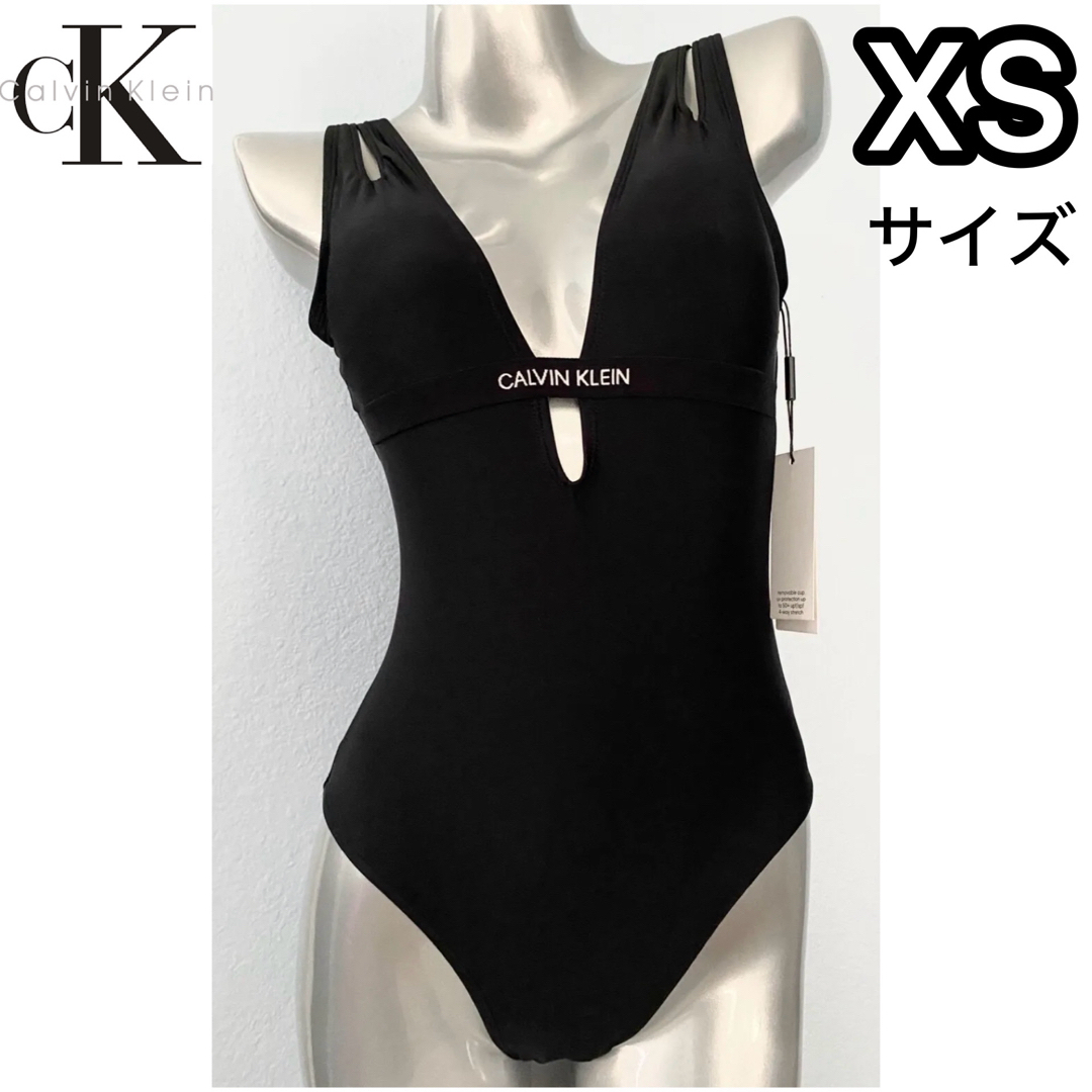 Calvin Klein(カルバンクライン)のカルバンクライン レディース ワンピース 水着 XSサイズ ブラック レディースの水着/浴衣(水着)の商品写真