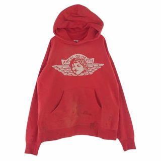 SAINT MICHAEL セントマイケル パーカー SM-S22-0000-042 SAINT Mxxxxxx ANGEL OF DEATH HOODIE エンジェル フーディ ダメージ加工 スウェット パーカー レッド系 XL【中古】(パーカー)