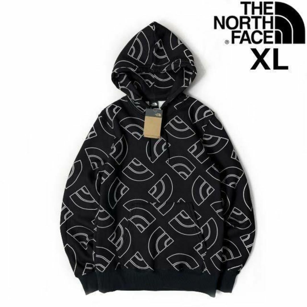 THE NORTH FACE(ザノースフェイス)のノースフェイス パーカー US限定 裏起毛(XL)黒 総柄 181130 メンズのトップス(パーカー)の商品写真