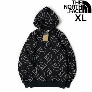 ザノースフェイス(THE NORTH FACE)のノースフェイス パーカー US限定 裏起毛(XL)黒 総柄 181130(パーカー)