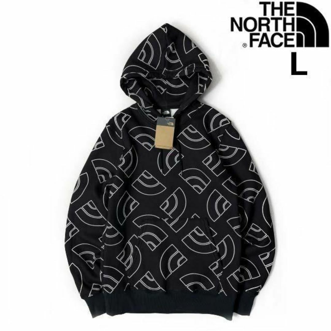 THE NORTH FACE(ザノースフェイス)のノースフェイス パーカー US限定 裏起毛(L)黒 総柄 181130 メンズのトップス(パーカー)の商品写真