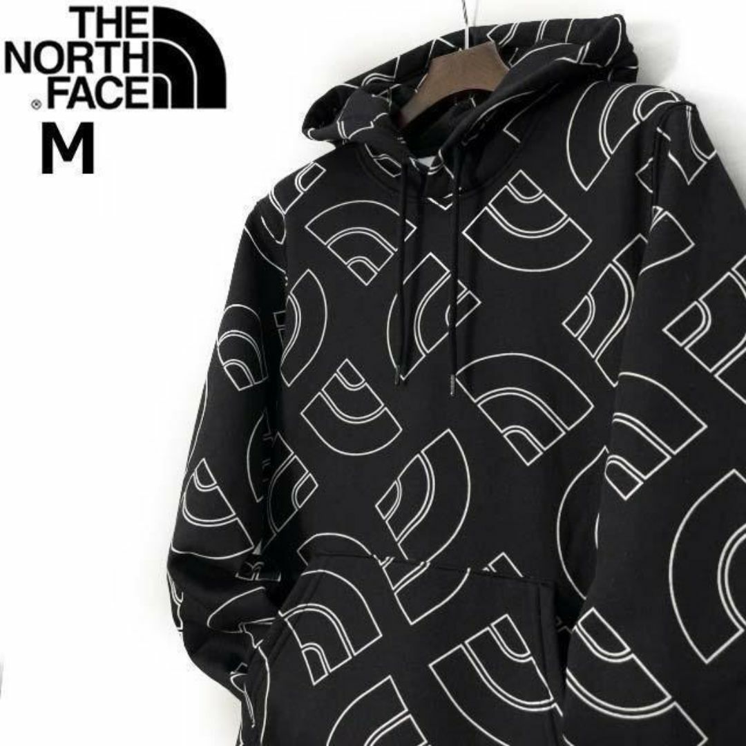 THE NORTH FACE(ザノースフェイス)のノースフェイス パーカー US限定 裏起毛(M)黒 総柄 181130 メンズのトップス(パーカー)の商品写真