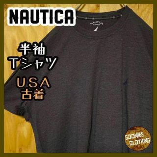 ノーティカ チャコール USA古着 90s 半袖 Tシャツ 無地 ワンポイント(Tシャツ/カットソー(半袖/袖なし))