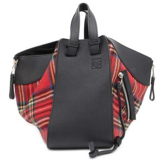 ロエベ(LOEWE)のロエベ ハンドバッグ ハンモック タータン チェック スモール ウール 387.63TN60 2wayショルダーバッグ 黒(ハンドバッグ)