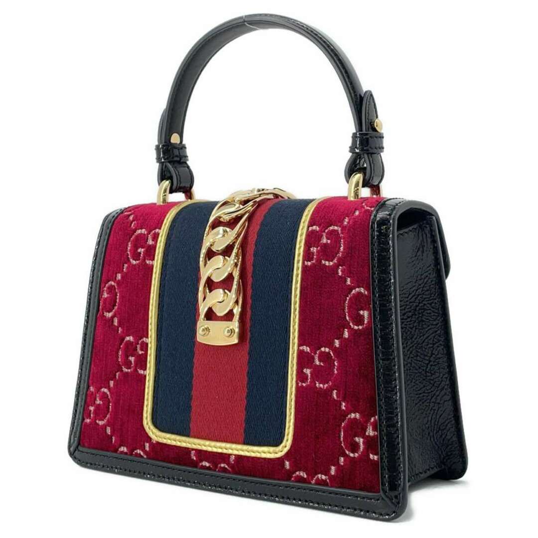 Gucci(グッチ)のグッチ ハンドバッグ シルヴィ ミニバッグ ベロア 470270 GUCCI バッグ 3way ショルダーバッグ 黒 レディースのバッグ(ハンドバッグ)の商品写真