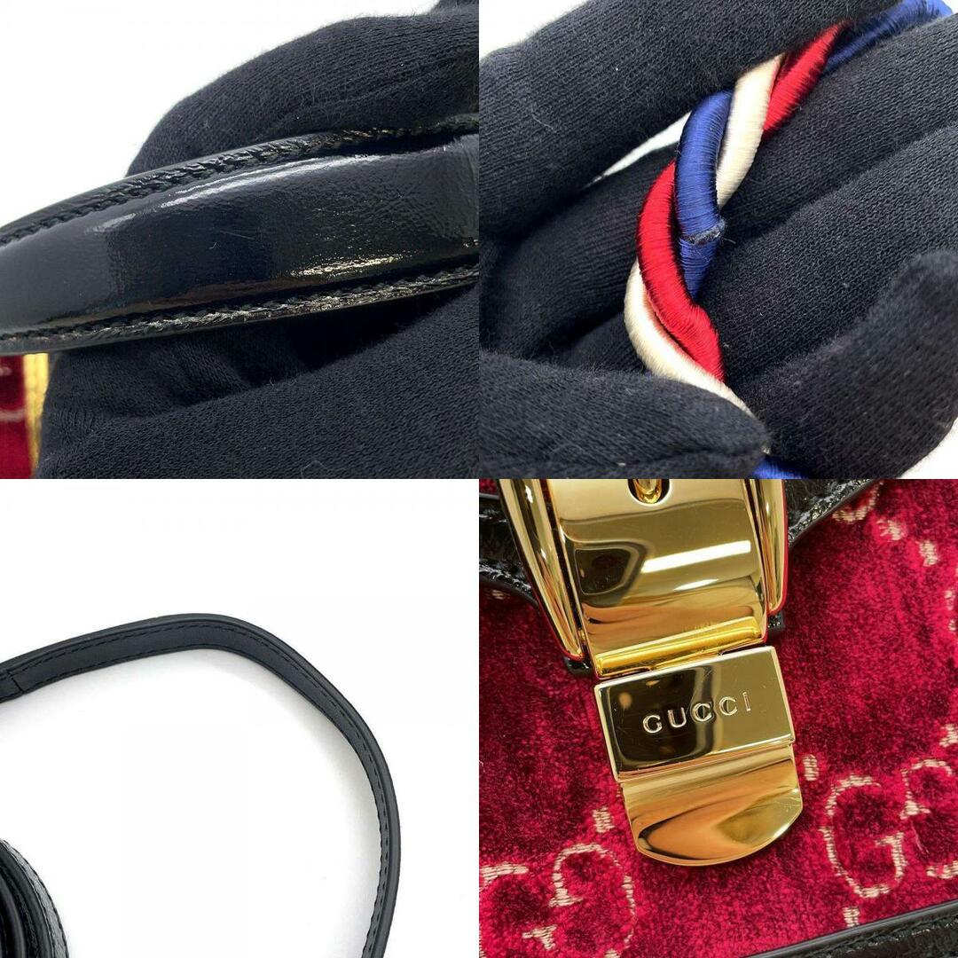 Gucci(グッチ)のグッチ ハンドバッグ シルヴィ ミニバッグ ベロア 470270 GUCCI バッグ 3way ショルダーバッグ 黒 レディースのバッグ(ハンドバッグ)の商品写真