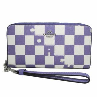 コーチ(COACH)の【新品】コーチ 財布 長財布 COACH ロング ジップ アラウンド ウォレット・チェッカーボード PVC プリント CR622 SVWPB(ライトヴァイオレット×チョーク)アウトレット レディース long zip around wallet with checkerboard print(財布)