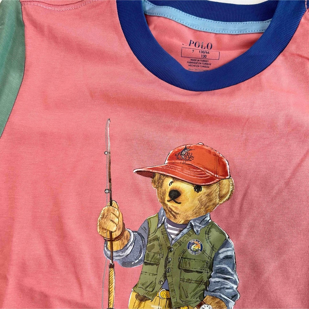 POLO RALPH LAUREN(ポロラルフローレン)の新作◇ラルフローレン ポロベア半袖Tシャツ カラーブロックピンク 7/130 キッズ/ベビー/マタニティのキッズ服男の子用(90cm~)(Tシャツ/カットソー)の商品写真