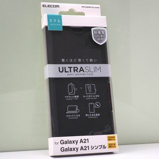 Galaxy A21,A21 シンプル用 手帳型ケース 薄型 軽量 ブラック 黒(Androidケース)