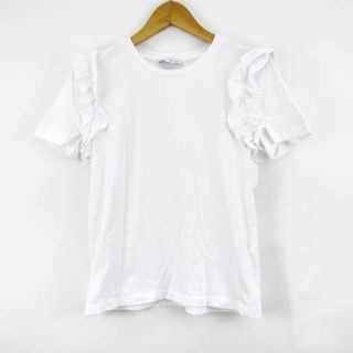 ザラ(ZARA)のザラ 半袖Tシャツ フリル トップス カットソー　 レディース Mサイズ ホワイト ZARA(Tシャツ(半袖/袖なし))