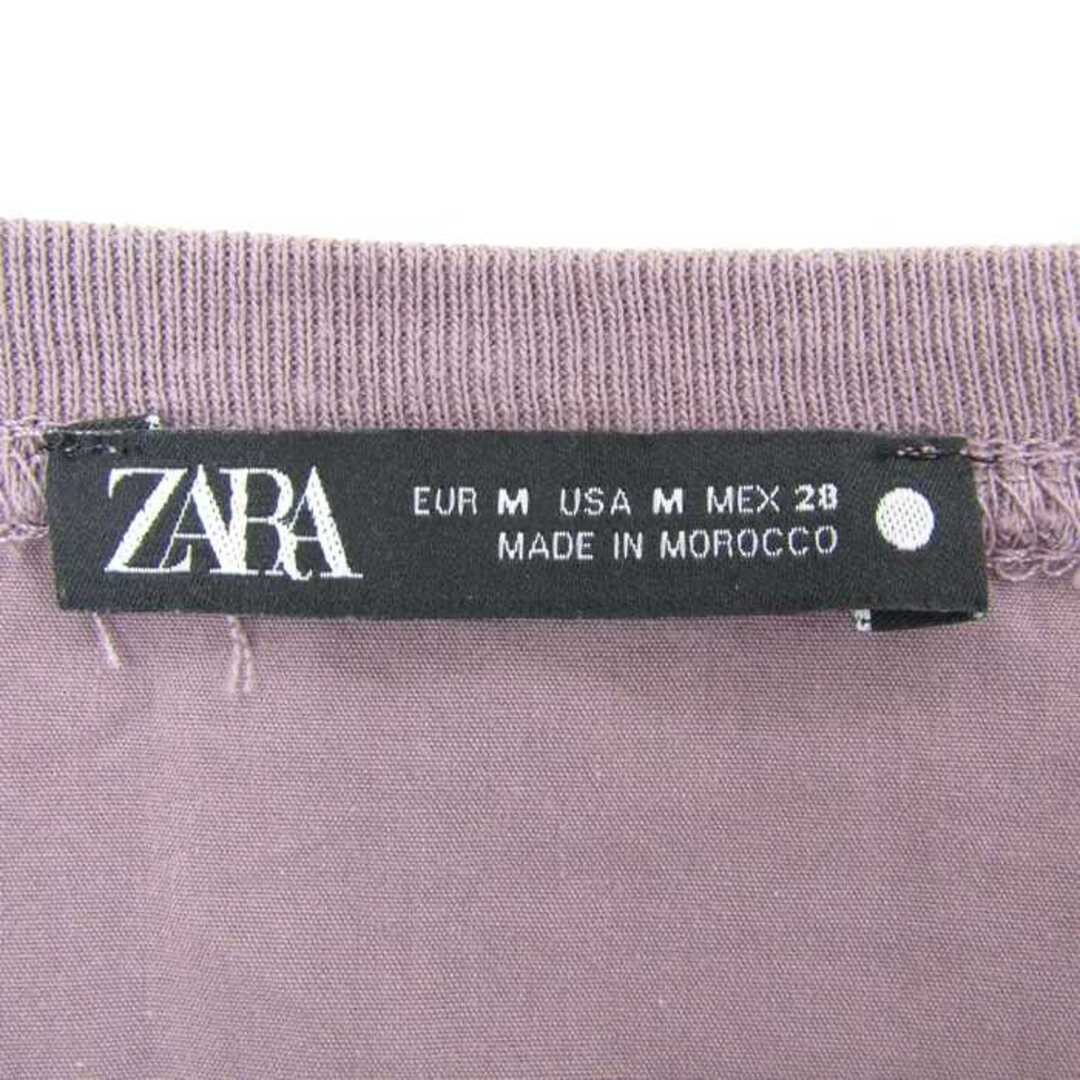 ZARA(ザラ)のザラ カットソー 長袖Ｔシャツ パフ トップス カットソー レディース Mサイズ パープル ZARA レディースのトップス(カットソー(長袖/七分))の商品写真