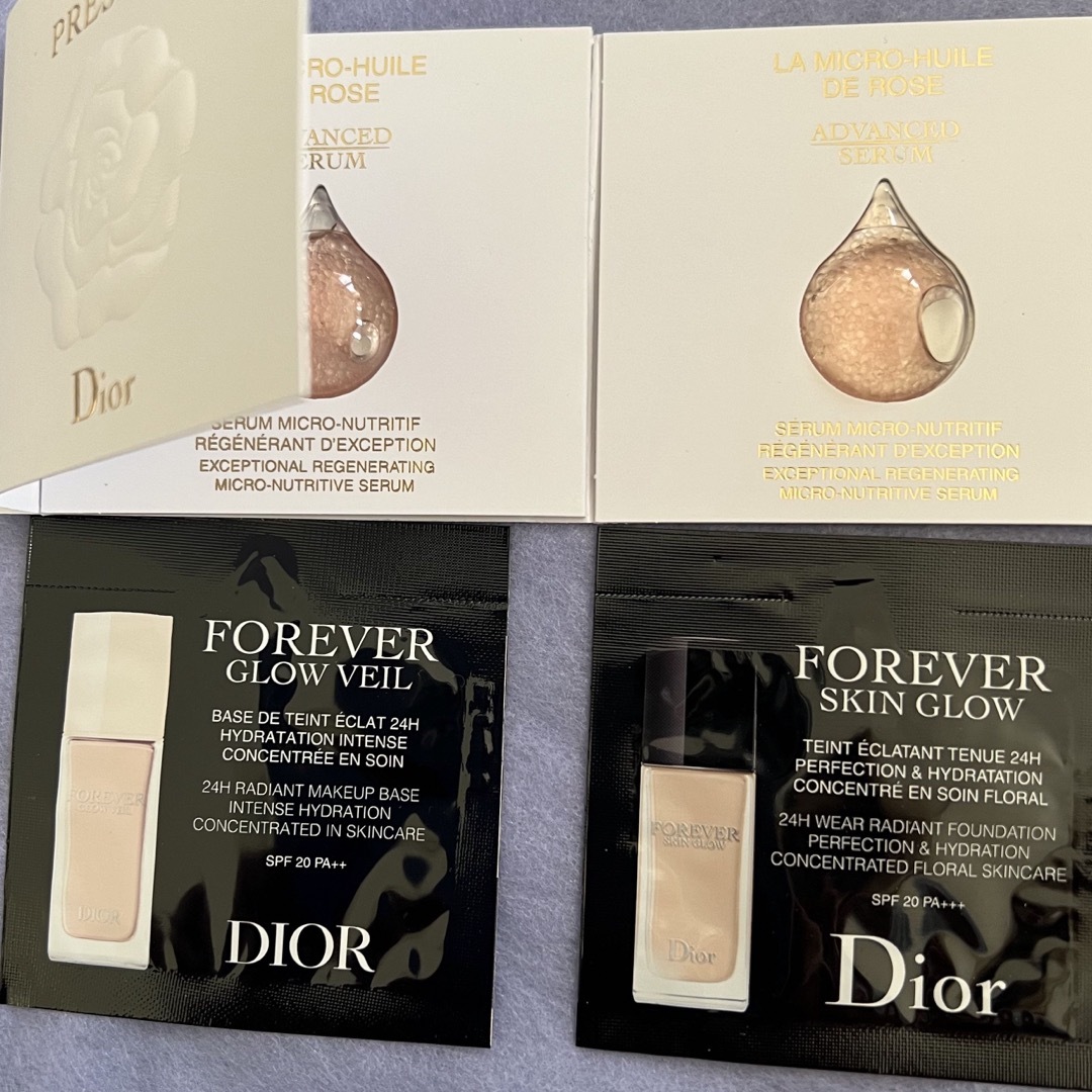 Christian Dior(クリスチャンディオール)のDior プレステージ マイクロユイルドローズセラム（美容液）2個　他2個　計4 コスメ/美容のキット/セット(サンプル/トライアルキット)の商品写真