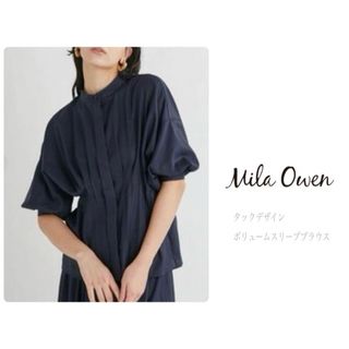 ミラオーウェン(Mila Owen)のMila Owen タックデザインボリュームスリーブブラウス size 0(シャツ/ブラウス(長袖/七分))