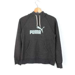 プーマ(PUMA)のプーマ 長袖パーカー スウェット スエット フロントロゴ スポーツウエア レディース Mサイズ ダークグレー PUMA(パーカー)