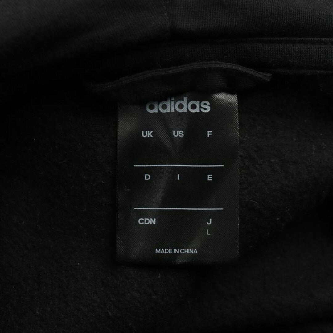 adidas(アディダス)のアディダス ジップアップパーカー 袖ロゴ スウェット スエット スポーツウエア レディース Lサイズ ブラック adidas レディースのトップス(パーカー)の商品写真