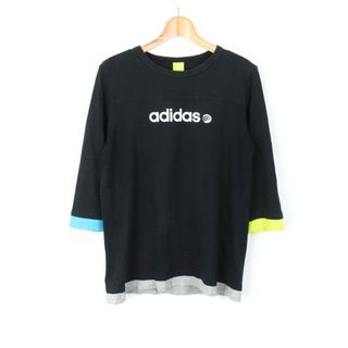 アディダス(adidas)のアディダス 長袖Tシャツ チュニック ロゴT ネオレーベル レディース Lサイズ 黒×青×黄 adidas(Tシャツ(長袖/七分))