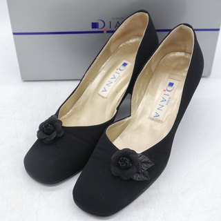 ダイアナ(DIANA)のダイアナ パンプス スクエアトゥ チャンキーヒール ブランド 靴 シューズ 日本製 黒 レディース 23.5サイズ ブラック DIANA(ハイヒール/パンプス)