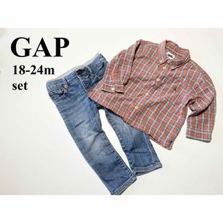 ギャップキッズ(GAP Kids)のGAP ギャップ チェックブラウス デニム セット コーデ(ブラウス)