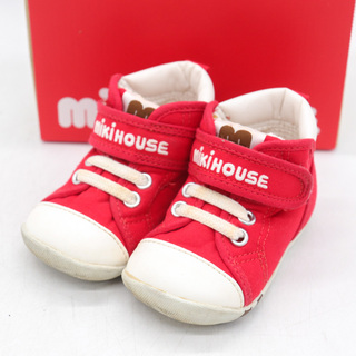ミキハウス スニーカー ミドルカット ブランド 靴 シューズ 赤 ベビー 女の子用 12.5サイズ レッド MIKIHOUSE(スニーカー)