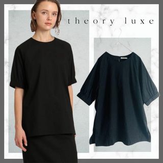 セオリーリュクス(Theory luxe)の421＊定価３万　セオリーリュクス　Crisp Linen 半袖ブラウス　黒(Tシャツ(半袖/袖なし))