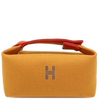 エルメス(Hermes)のエルメス HERMES ポーチ ブリッド ア ブラック PM ロカバール ウール オークル シルバー金具 黄色 トリコロール  ハンドバッグ バニティバッグ  【箱】【中古】(ポーチ)