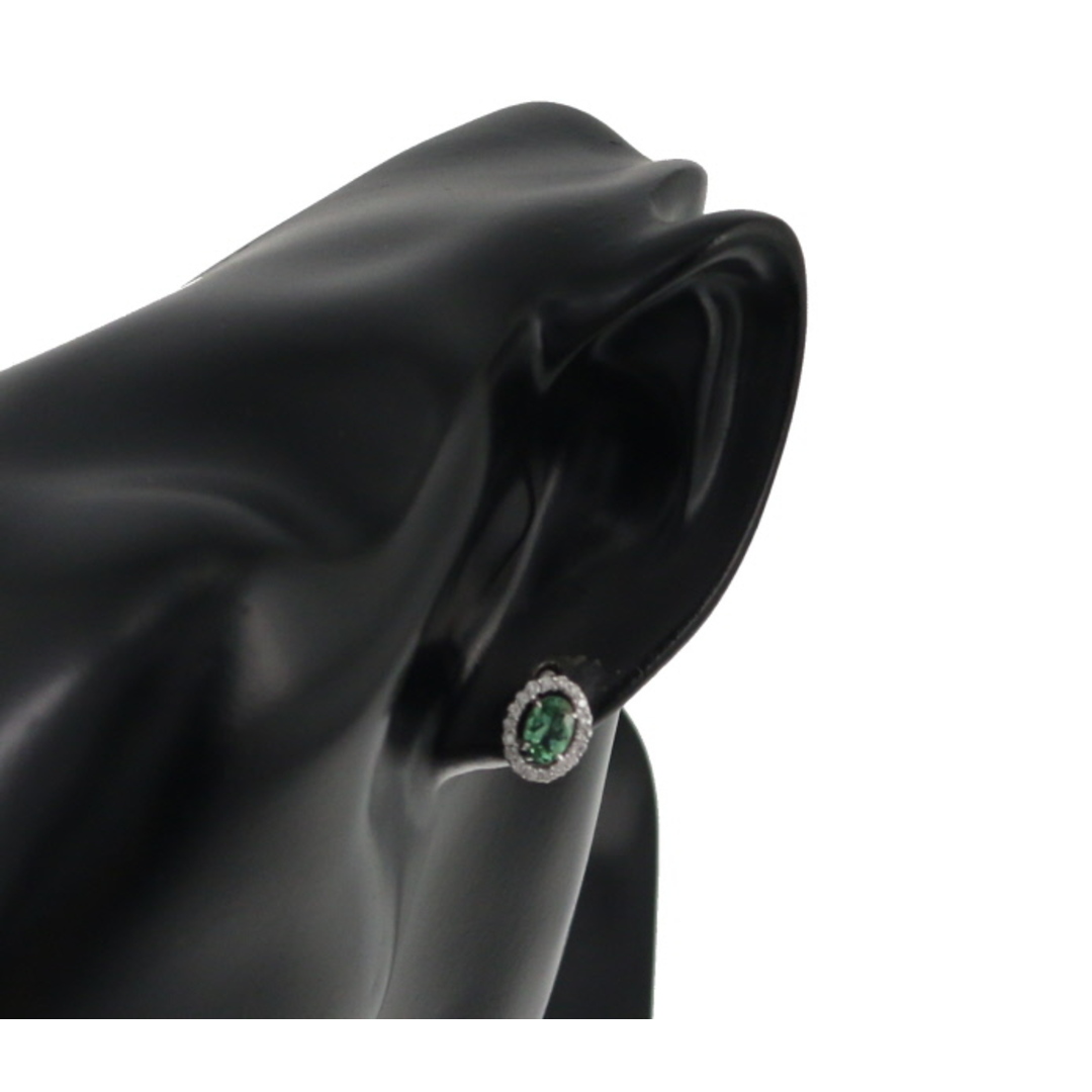 グリーントルマリン 0.41ct ダイヤ 0.14ct 片耳 ピアス K18WG ソーティング レディースのアクセサリー(ピアス)の商品写真