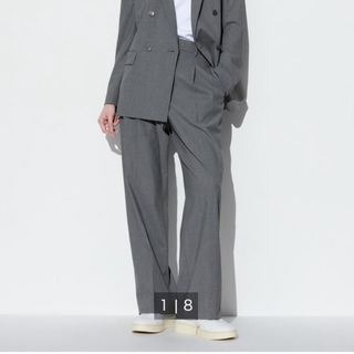 UNIQLO - UNIQLOタックワイドパンツ（丈標準69～71cm）Lサイズ