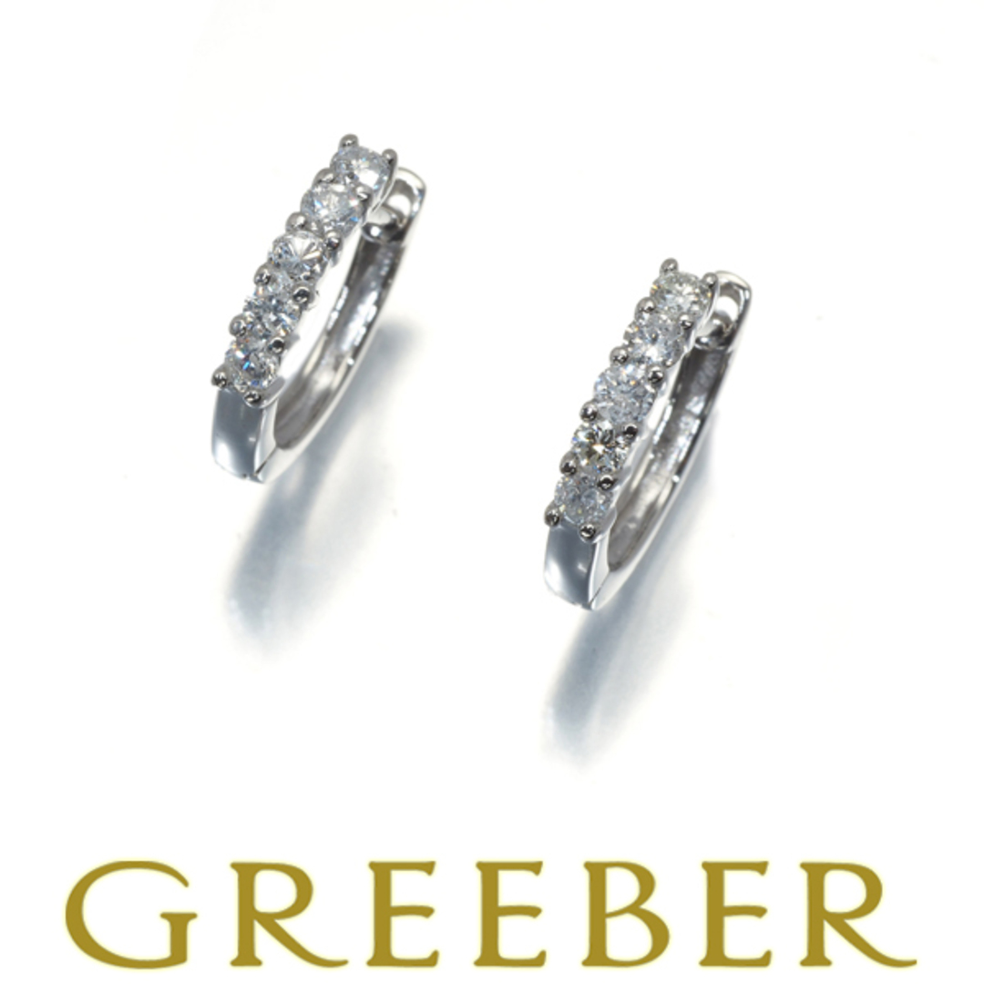 新しいスタイル ダイヤ 0.15ct/0.15ct フープ ピアス Pt900 プラチナ台