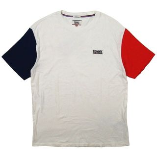 トミー(TOMMY)のトミー TOMMY JEANS 配色 バイカラー Tシャツ 半袖 XL 白(Tシャツ/カットソー(半袖/袖なし))