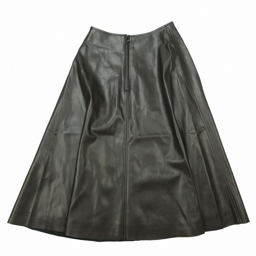 美品 エムプルミエ ブラック フェイクレザー フレア スカート BLM4 レディースのスカート(ロングスカート)の商品写真