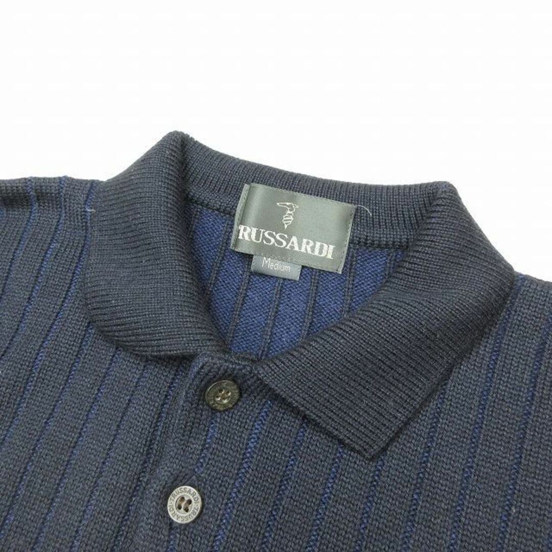 Trussardi(トラサルディ)のトラサルディ ウール × シルク ニット ポロシャツ カットソー M BLM4 メンズのトップス(カーディガン)の商品写真