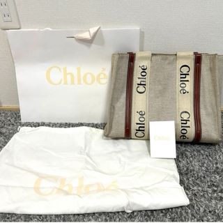 Chloe - Chloe WOODY ミディアムトートバッグ White Brown クロエ