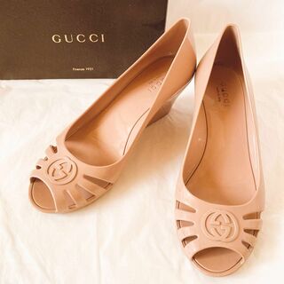グッチ(Gucci)のGUCCI ラバーサンダル　レインシューズ　ピンクべージュ　23cm グッチ(レインブーツ/長靴)