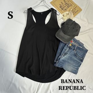 バナナリパブリック(Banana Republic)のバナナリパブリック タンクトップ ポケット レーサーバック 黒  424a46(タンクトップ)