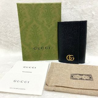 グッチ(Gucci)の極美品　グッチ　マーモント　６連　キーケース　レザー　ブラック　435305 黒(キーケース)