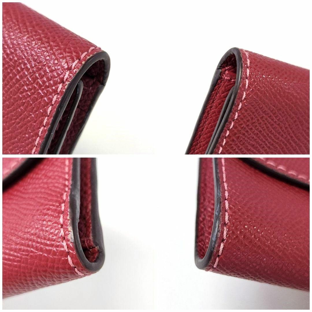 COACH(コーチ)の【美品】 COACH コーチ レザー コンパクト 三つ折財布 ピンク系レッド レディースのファッション小物(財布)の商品写真