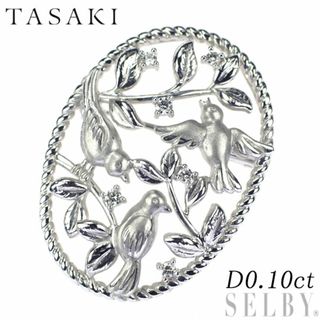 タサキ(TASAKI)の田崎真珠 K18WG ダイヤモンド ブローチ兼ペンダントトップ 0.10ct  鳥(ブローチ/コサージュ)