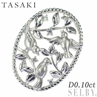 タサキ(TASAKI)の田崎真珠 K18WG ダイヤモンド ブローチ兼ペンダントトップ 0.10ct  鳥(ブローチ/コサージュ)