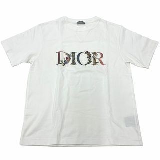 DIOR HOMME - ディオール オム DIOR HOMME フローラル ロゴ 刺繍 半袖Ｔシャツ コットン 113J686A0554 ホワイト M FLOWERS オーバーサイズ メンズ【中古】