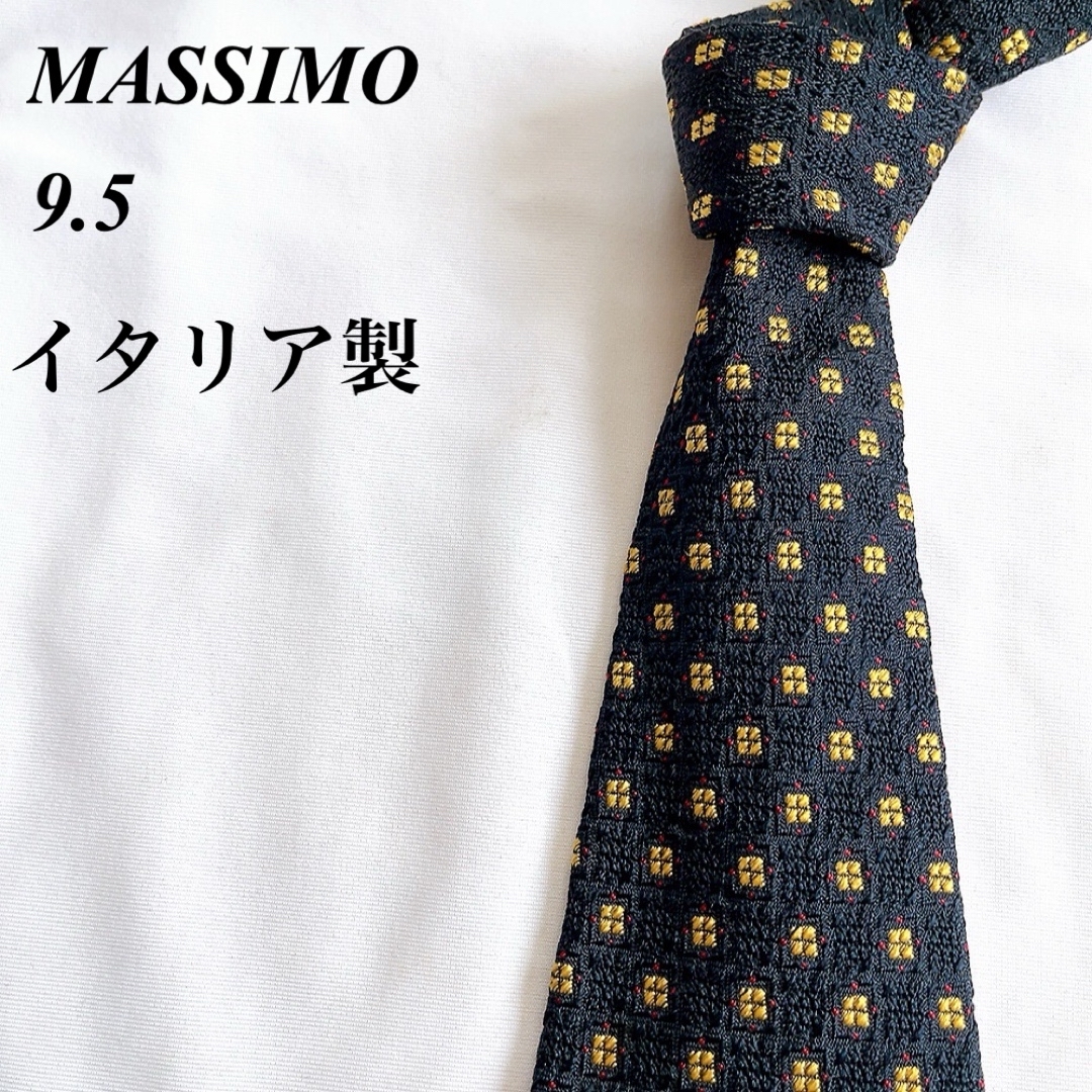 MASSIMO(マッシモ)の美品★MASSIMO★ブラック★小紋柄★総柄★イタリア製★ネクタイ★9.5 メンズのファッション小物(ネクタイ)の商品写真