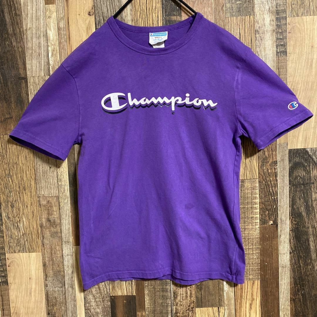 Champion(チャンピオン)のチャンピオン メンズ 半袖 Tシャツ パープル ロゴ USA古着 90s メンズのトップス(Tシャツ/カットソー(半袖/袖なし))の商品写真