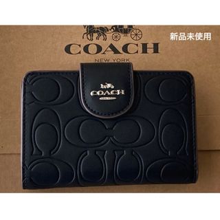 コーチ(COACH)の新品COACH コーチ　二つ折り財布　シグネチャー　ブラック　CM241(財布)