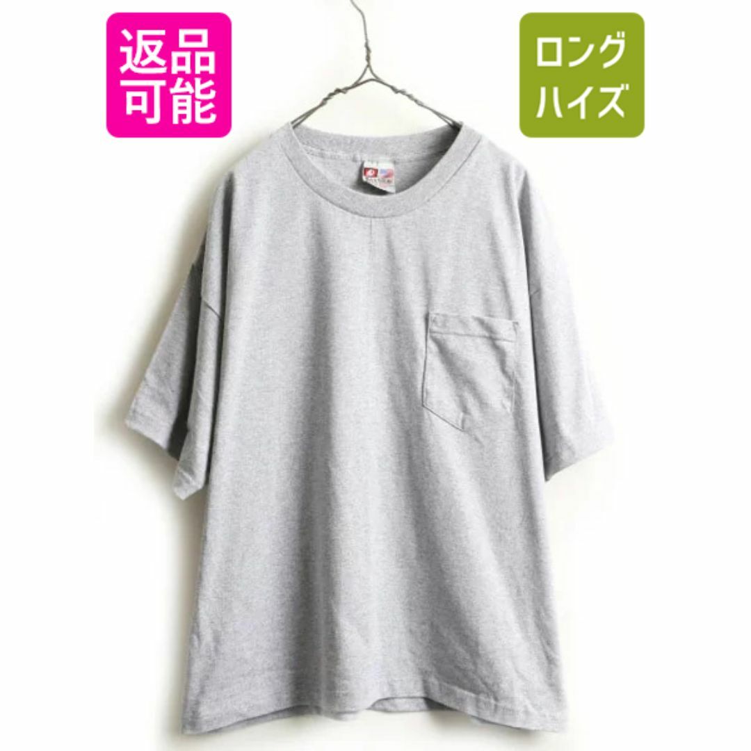 リメイク USA製 大きいサイズ 2XL ■ ベイサイド ポケット付き 半袖 Tシャツ メンズ XXL / 新品 BAYSIDE ビッグシルエット グレー カスタム メンズのトップス(Tシャツ/カットソー(半袖/袖なし))の商品写真