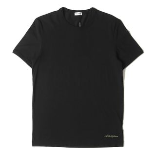 ドルチェアンドガッバーナ(DOLCE&GABBANA)の新品 DOLCE&GABBANA ドルチェ&ガッバーナ Tシャツ サイズ:M 近年モデル ロゴ刺繍 ストレッチ クルーネック 半袖Tシャツ ブラック 黒 トップス カットソー【メンズ】(Tシャツ/カットソー(半袖/袖なし))