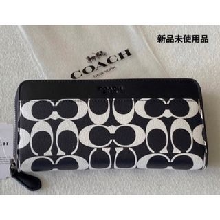 コーチ(COACH)の新品　COACH コーチ　長財布　メンズ　レディース　シグネチャー　ブラック(長財布)