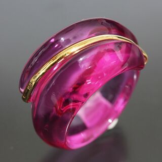 Baccarat - バカラ コキアージュ クリスタル ガラス リング パープル 紫 8号 K18 箱