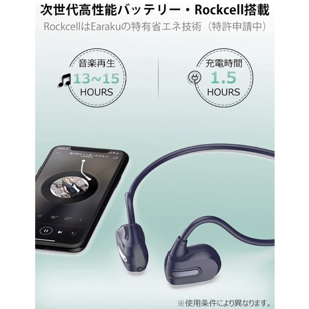 空気伝導イヤホン 業界初超軽量設計13g bluetooth 耳を塞がない スマホ/家電/カメラのオーディオ機器(ヘッドフォン/イヤフォン)の商品写真