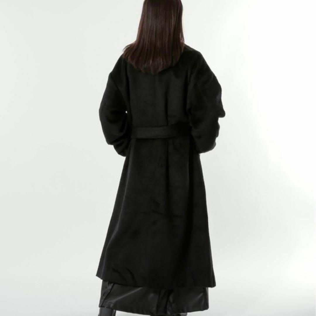 ■ Ellno de Mavie シャギーロングチェスターコート ブラック F レディースのジャケット/アウター(チェスターコート)の商品写真