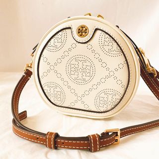 トリーバーチ(Tory Burch)の【美品】トリーバーチ　ムーンバッグ　ホワイトレザー　ショルダーバッグ　レディース(ショルダーバッグ)