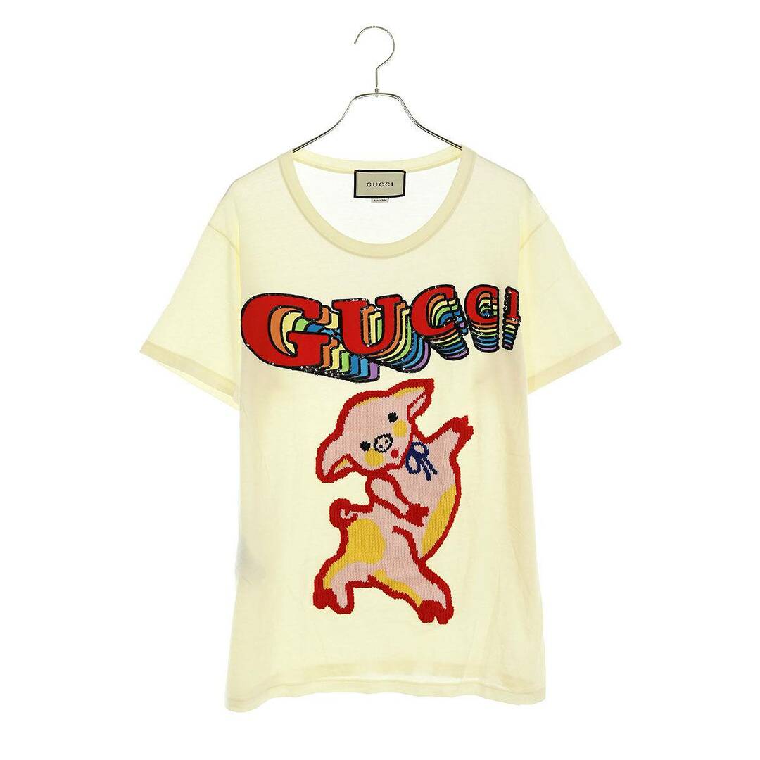 Gucci(グッチ)のグッチ  492347 XJARB スパンコールロゴピッグ刺繍Tシャツ メンズ M メンズのトップス(Tシャツ/カットソー(半袖/袖なし))の商品写真